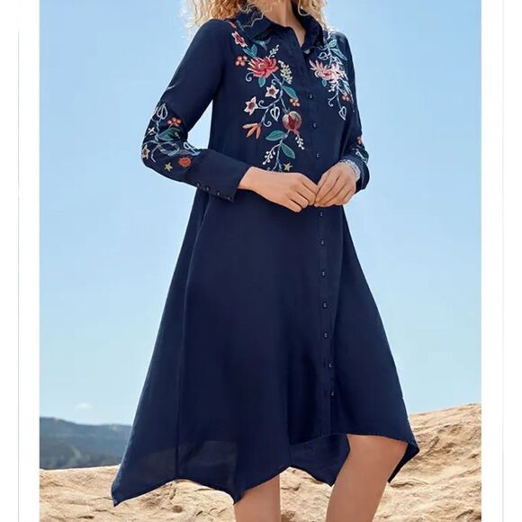 JOHNNY WAS VIOLA WIDE CUFF SEASIDE DRESS - Picture 1 of 8